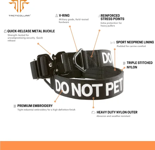Miniatura 2 de Tacticollar - Do not PET, collar de nailon de 1.5 pulgadas para perros medianos y grandes, neopreno acolchado en el interior, comunica las Negro