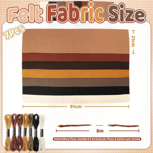 Miniatura 4 de Hojas de tela de fieltro suave marrón: ZAIONE 7 rollos 8"x35" hoja de fieltros de colores surtidos rollo de 0.055 in de grosor para manualidades