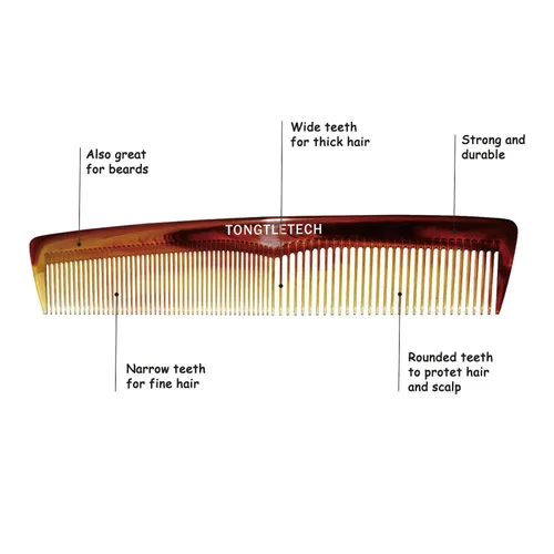 Miniatura 3 de Peine de peluquería profesional Master Barber y Salon Antiestático Resistente al Calor Peine Fuerte y Duradero, Dientes Medianos y Finos en Ámbar