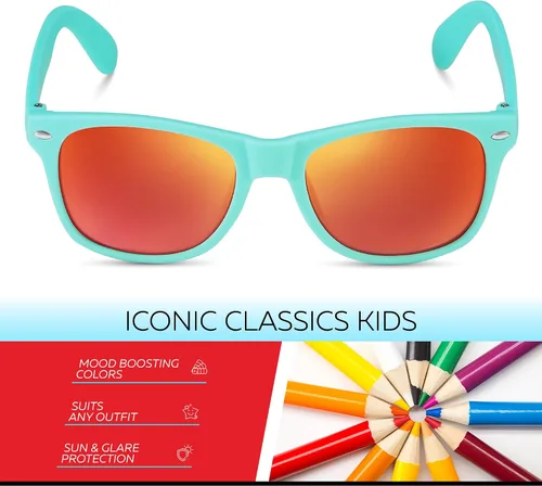 Miniatura 234 de Retro Rewind Lentes de sol para niños y niñas de 3 a 12 años, inastillables, UV400, lentes de sol para niños pequeños