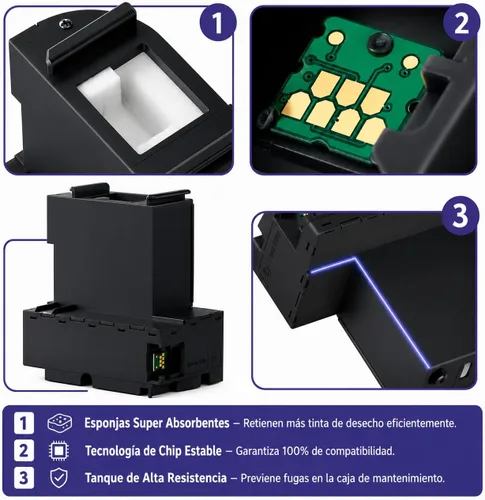 Miniatura 6 de Caja de mantenimiento T04D1/E04D1 para Epson EcoTank y Workforce Compatible con ET-3750 ET-4850, ET-4750 ET-4760 ET-3850 ET15000 ET-2980 ET-3950