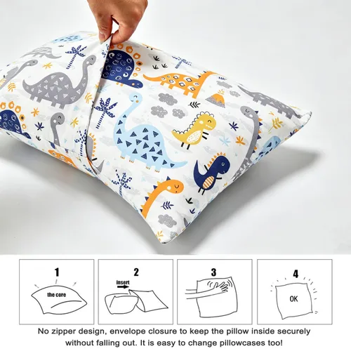 Miniatura 4 de Paquete de 2 fundas de almohada para niños pequeños, 100% algodón de 14 x 19 pulgadas, se adapta a almohadas de ropa de cama de niños pequeños de 14