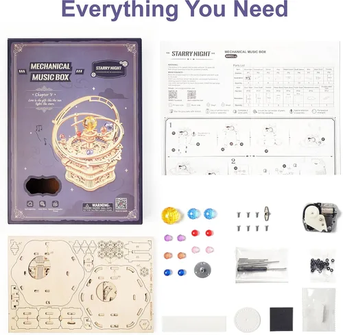 Miniatura 6 de RoWood Rompecabezas de madera 3D para adultos y adolescentes, caja de música para que armes tú mismo, kits de manualidades mecánicas, exhibición