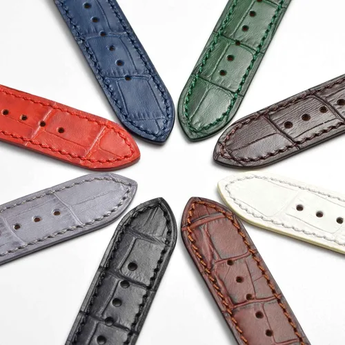 Miniatura 9 de WOCCI - Correas para reloj de cuero italiano, grano de cocodrilo en relieve, elige color y ancho 14 mm 18 mm 19 mm 20 mm 21 mm 22 mm, Negro