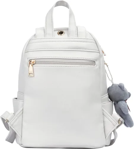 Miniatura 4 de KKXIU Mochila pequeña de cuero sintético acolchado Mini Daypack para mujer Moda Señoras Bookbag con borla