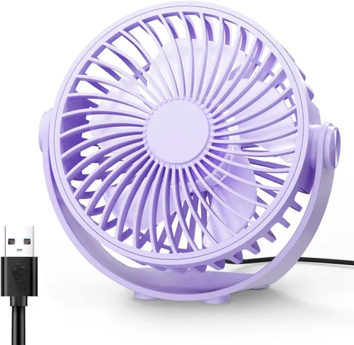 Miniatura 9 de Edvision Ventilador de escritorio USB, mini portátil de 5 pulgadas, escritorio personal de flujo de aire fuerte de 3 velocidades, ventilador de Negro