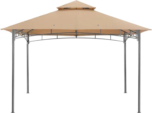 Miniatura 7 de ABCCANOPY Gazebos para patios 8x8 - Gazebo con marco de acero para exteriores para césped, patio trasero, jardín y terraza (beige)