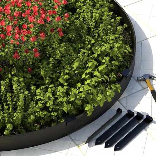 Miniatura 9 de 20 piezas de estacas de borde de paisaje de metal, estacas de jardín de 8.5 pulgadas, picos de anclaje de paisaje para tablero de terraza, borde