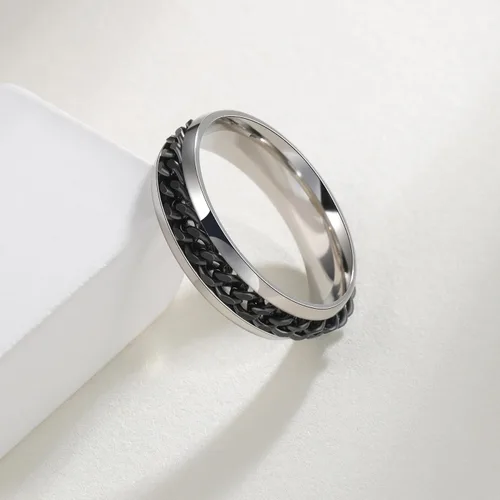 Miniatura 149 de Anillos giratorios para la ansiedad para hombre, anillos clásicos de cadena para mujeres y adultos, anillo de acero de titanio
