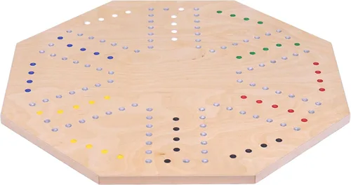 Miniatura 4 de Marble Chase (Cards N' Marbles) Juego de madera – Tablero de doble cara de 23 pulgadas de ancho – Incluye cartas y canicas
