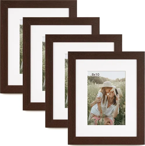 Miniatura 24 de Momentworth Portarretratos de 4 x 6 pulgadas con paspartú para 3.5 x 5 pulgadas, marcos de fotos con grano de madera negra envejecida para pared