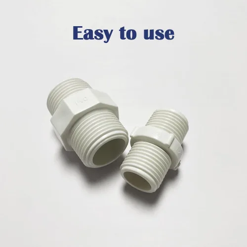 Miniatura 5 de 12 unids 3/4 pulgadas PVC tubería de montaje hexagonal pezón G3/4 macho X G3/4 macho adaptador de acoplamiento de rosca tubería de fontanería