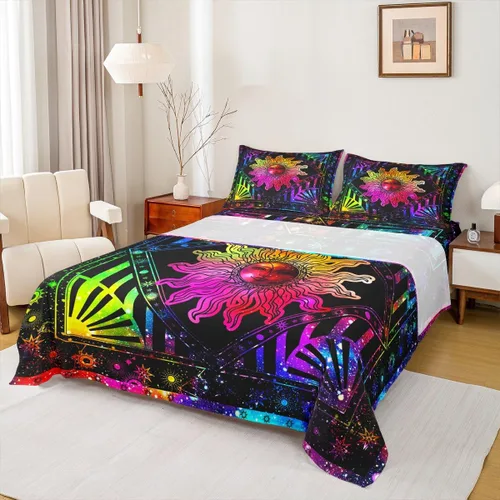Miniatura 8 de Erosebridal Southwestern - Juego de sábanas y fundas de almohada, juego de sábanas azteca bohemio, diseño hippie de cachemira, tamaño individual