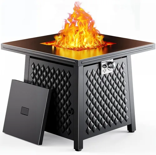 Miniatura 7 de Ciays CIFPT11B, mesa para fogata de propano de 27 pulgadas con dos soportes para tazas, fogata de gas de acero de 50,000 BTU con sistema