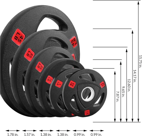 Miniatura 3 de Fitvids - Disco de pesas de hierro fundido olímpico de 2 pulgadas para entrenamiento de fuerza y levantamiento de pesas, estilo con revestimiento