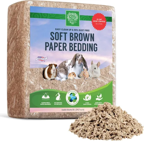 Miniatura 8 de Small Pet Select Ropa de cama de papel natural marrón, ropa de cama suave de animales con control de olores para conejillo de indias, conejo