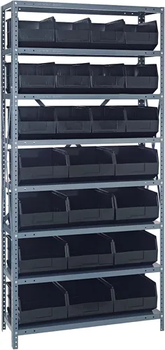 Miniatura 383 de Quantum QSBU-245BK Heavy Duty Shelving Unit with (7) Shelves and (24) QUS245 Black Bins for Garage Warehouse Storage Distribution 400 lb Load