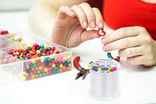 Miniatura 6 de Anezus Cuerda elástica para pulseras, cordón elástico de 0.028 in para hacer joyas, cuentas y manualidades