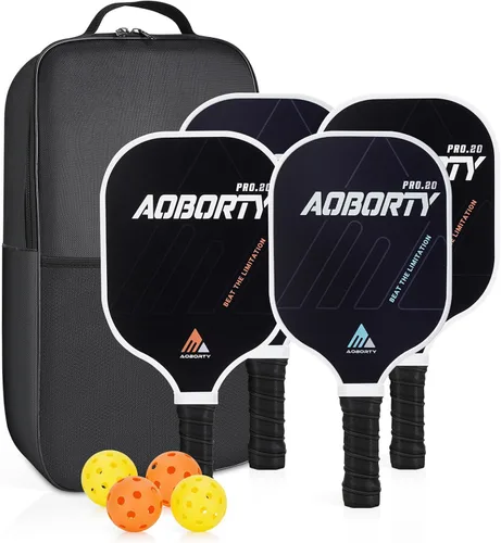 Miniatura 15 de AOBORTY USAPA - Paquete de 4 palas de pickleball – Juego de 4 raquetas de grafito claro de primera calidad con cara de fibra y polímero con núcleo