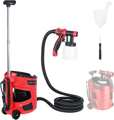 Pulverizador de pintura HVLP estacionario, pistola de pintura eléctrica de 700 W, base de motor remoto y pistola de mano ligera, flujo alto de 33.8