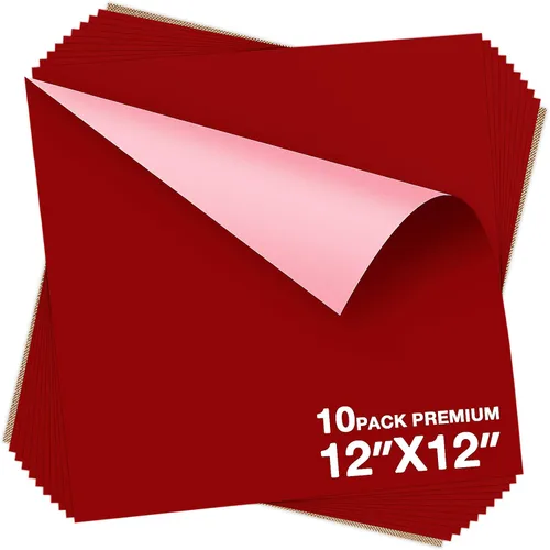 Dysania Paquete de vinilo rojo de transferencia de calor – (12 x 12 pulgadas), vinilo HTV rojo, paquete de 10 vinilos para planchar para Silhouette