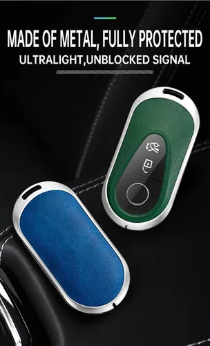 Miniatura 5 de ontto Llavero de cuero compatible con Mercedes-Benz 2020 en adelante, llavero de metal para Benz Clase S, Clase G, Clase E, color negro