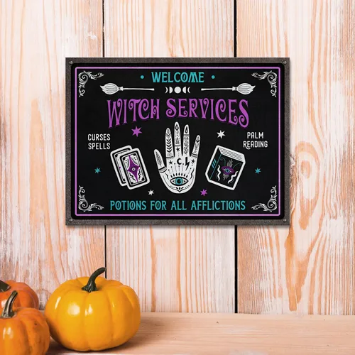 Miniatura 4 de Letrero de metal impreso con diseño de bruja, con texto en inglés «All Others Will Be Toad Wiccan», «All Others Will Be Toad Wiccan», letrero