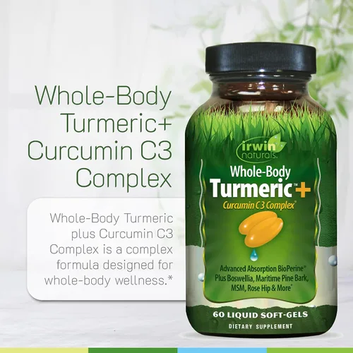 Miniatura 5 de Irwin Naturals Turmeric+ para todo el cuerpo - BioPerine Complex Absorción Mejorada - 60 cápsulas blandas líquidas