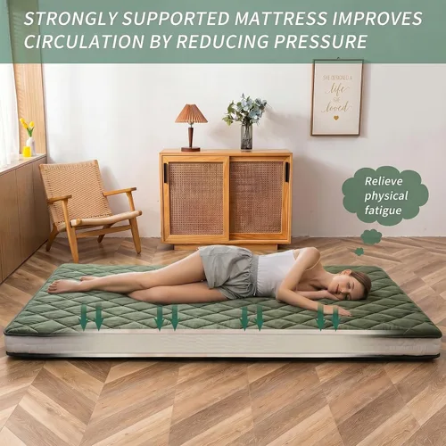 Miniatura 7 de MAXYOYO Colchón de suelo tipo futón japonés, cubrecolchón extra grueso para cama individual, enrollable, plegable, de un solo colchón