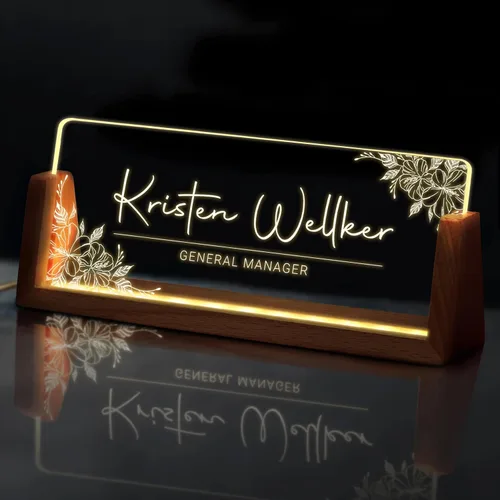 Miniatura 15 de Placa de nombre personalizada con luz para escritorio, placa de nombre personalizada para escritorio con logotipo, regalo de apreciación