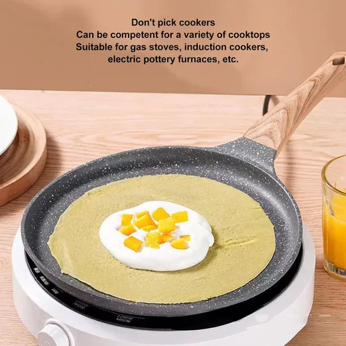 Miniatura 6 de Topyond Sartén para crepas, sartén antiadherente, sartén para tortilla con mango resistente al calor, aleación de aluminio con revestimiento