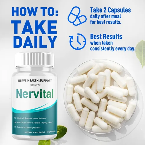 Miniatura 3 de Paquete de 3 cápsulas Nervitales, píldoras oficiales de suplemento nervioso con todos los ingredientes naturales, fórmula avanzada para una salud