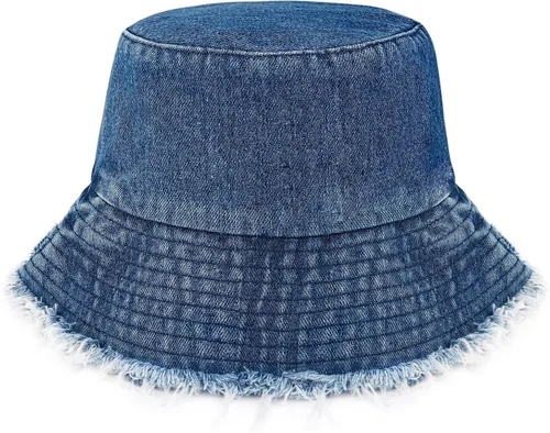 Miniatura 6 de MILAKOO Gorra unisex de pescador de mezclilla lavada para mujer, de ala ancha, ligera, plegable