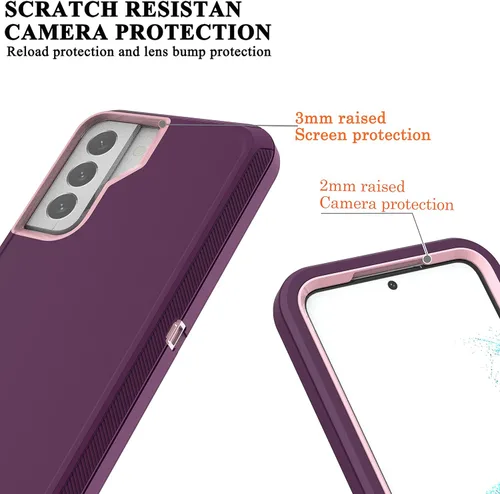 Miniatura 5 de YmhxcY Funda S22, a prueba de caídas, funda duradera de 3 capas para Samsung Galaxy S22, protección a prueba de golpes, funda protectora de goma
