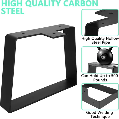 Miniatura 3 de WOPPLXY 2 patas de mesa de metal de 6 pulgadas, patas negras para muebles, patas de mesa trapezoidales, patas de banco de metal para armarios de TV