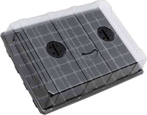 Miniatura 12 de Gardzen Juego de 5 bandejas de inicio de semillas, bandejas duraderas para germinación de plantas con cúpulas y bases ventiladas de humedad, ideal