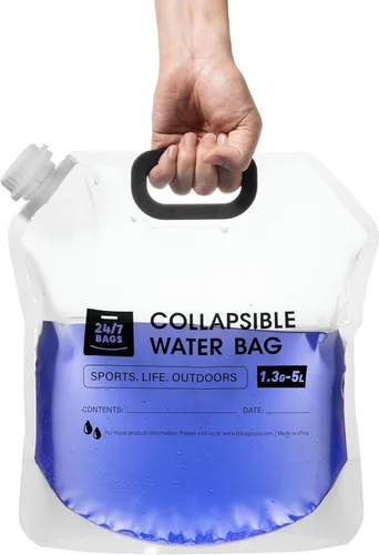 Miniatura 6 de 24/7 BAGS Paquete de 4 bolsas plegables para contenedores de agua de 1.3 galones/5 litros, resistente con asas de transporte, caminatas, viajes
