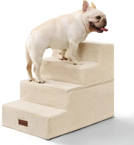 Miniatura 14 de Aodisman Escaleras para perros pequeños, escaleras antideslizantes de 3 escalones para mascotas para sofá, sillón y silla, escaleras para cama