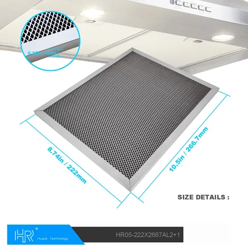 Miniatura 3 de HR 97007696 Huare - Filtro de campana extractora 2 en 1 de 8.75 x 10.5 pulgadas, malla de aluminio con filtro de campana extractora de carbón