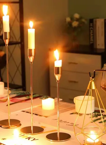 Miniatura 5 de Aha Essential - Juego de 6 portavelas cónicos Portavelas decorativos para decoración del hogar, boda, comedor, fiestas, aniversario, baño, Dorado