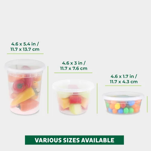 Miniatura 3 de Freshware Contenedores de almacenamiento de alimentos con tapas [8/16/32 oz x 20 cada uno, 60 juegos] recipientes para delicatessen, aptos