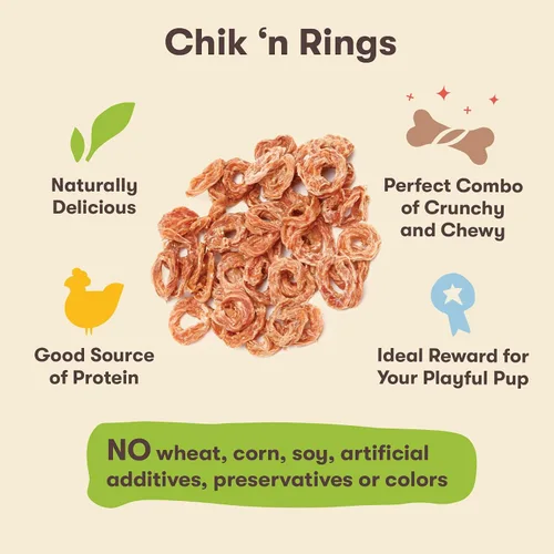 Miniatura 3 de Pet 'n Shape Chik 'N Rings - Golosinas naturales de pollo para perros, 4 onzas