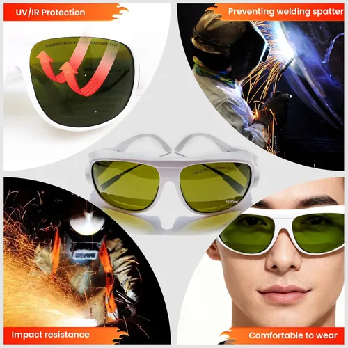 Miniatura 3 de MCWlaser Gafas de seguridad láser de 190-540 nm y 800-2000 nm, Yag, azul, láser verde y luz UV, gafas láser de protección ocular para 405 nm, 445