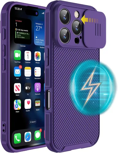 Miniatura 15 de Funda magnética para iPhone 16 Pro Max, funda protectora de cámara para iPhone 16 Pro Max [compatible con carga MagSafe] con cubierta deslizante