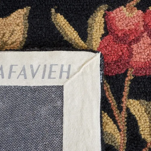 Miniatura 7 de SAFAVIEH Chelsea Collection - Alfombra decorativa de 1 pies 8 pulgadas x 2 pies 6 pulgadas, color negro, lana de campo francesa enganchada a mano