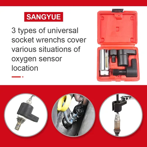 Miniatura 3 de Sensor de oxígeno Llave de zócalo Rosca Chaser 02 Sensor Removedor Herramienta Offset Interruptor de Vacío Enchufes Kit 5 unids