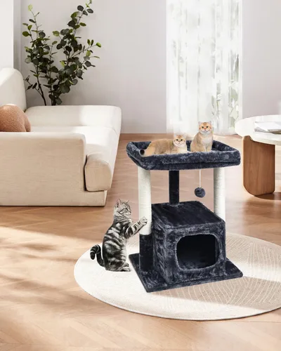 Miniatura 7 de SYANDLVY - Árbol para gatos para interiores grandes para adultos, torre de actividad moderna con postes de rascado, condominio con percha de felpa