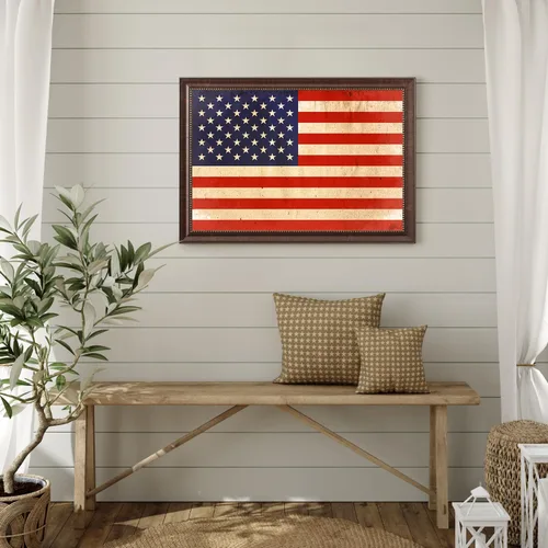 Miniatura 4 de DECORARTS - Arte de pared enmarcado con bandera de los Estados Unidos. Impresiones giclée en lienzo para decoración de pared. Total