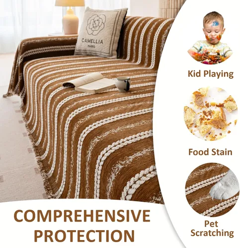 Miniatura 213 de VClife Fundas de sofá bohemio de felpilla para sofá seccional, fundas de sofá suaves y antideslizantes para sofá de 2 cojines, protector de muebles