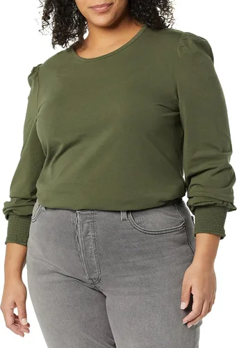 Miniatura 4 de Tienda Essentials - Camiseta de manga larga con cuello redondo y puños fruncidos para mujer